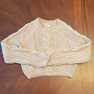 PacSun Cream Cable Knit Crew Neck Sweater